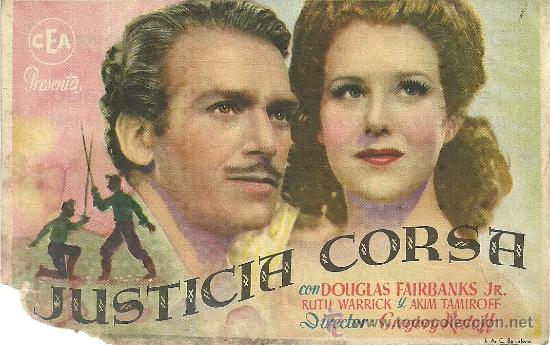 Flyers Publicitaires de Films Anciens: JUSTICIA CORSA GREGORY RATOFF CP CINE DORADO 1944 ALEGRIA