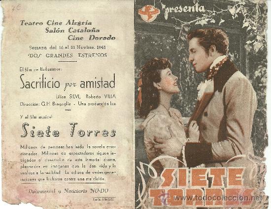 Flyers Publicitaires de Films Anciens: SIETE TORRES DOBLE CP