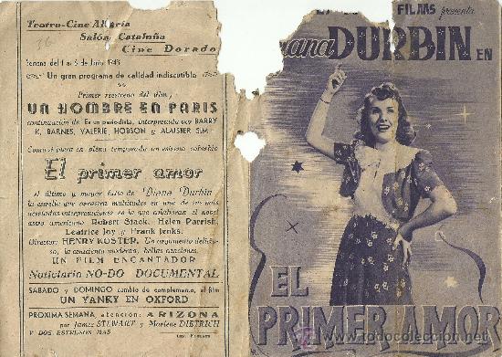 Flyers Publicitaires de Films Anciens: EL PRIMER AMOR DIANA DURBIN DOBLE CP