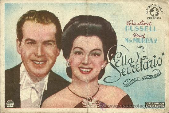 Flyers Publicitaires de Films Anciens: ELLA Y SU SECRETARIO ROSALIND RUSSELL CP