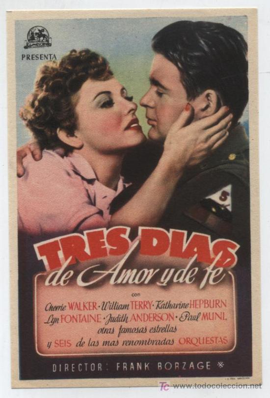 Cine: Tres d&iacute;as de Amor y de fe. Sencillo de E. Escriv&aacute;. &iexcl;IMPECABLE! - Foto 1
