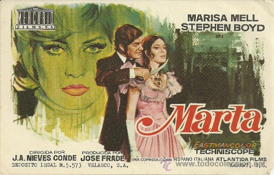 Foglietti di film di film antichi di cinema: MARTA J A NIEVES CONDE JOSE FRADE SP