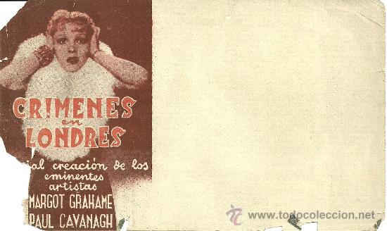 Foglietti di film di film antichi di cinema: CRIMENES EN LONDRES DOBLE SP