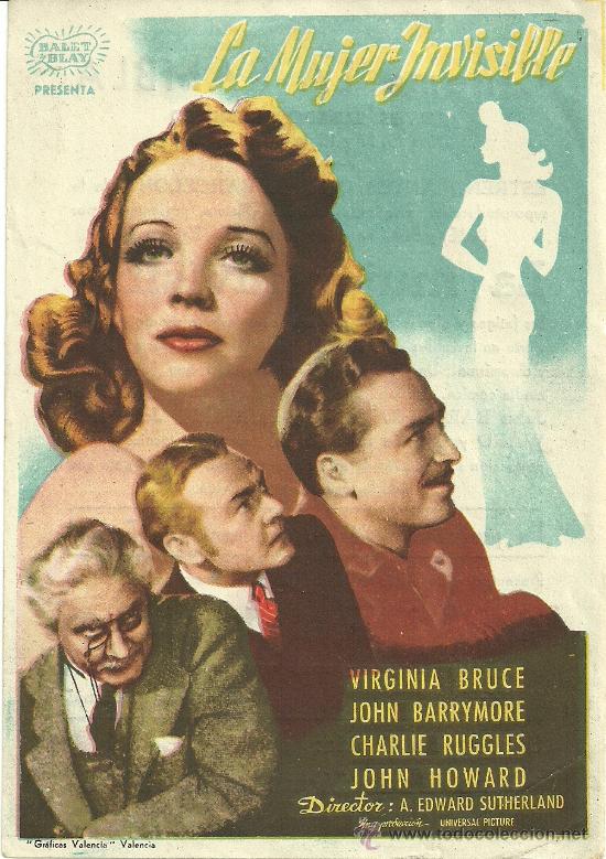 Foglietti di film di film antichi di cinema: LA MUJER INVISIBLE A EDWARD SUTHERLAND CP