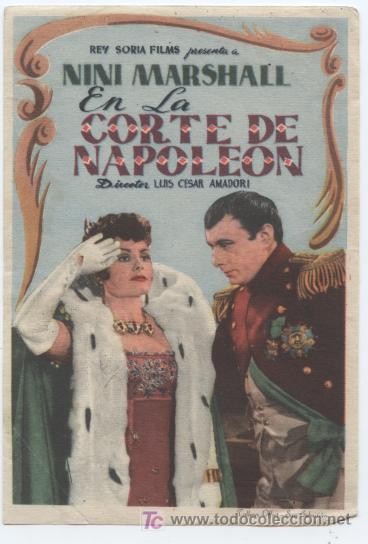 Foglietti di film di film antichi di cinema: NINI MARSHALL EN LA CORTE DE NAPOLEON. DORSO SIN PUBLICIDAD