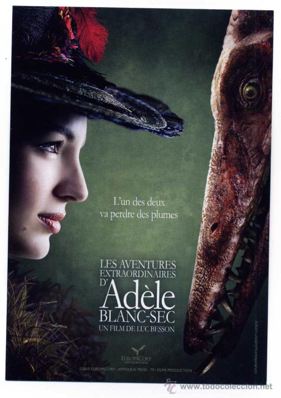 Folhetos de m&atilde;o de filmes antigos de cinema: LES AVENTURES EXTRAORDINAIRES D'ADELE BLANC-SEC, PROGRAMA-POSTAL.