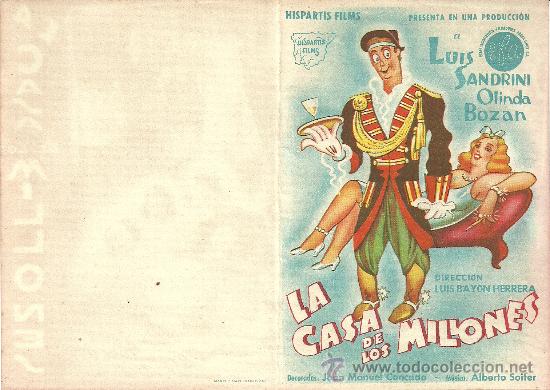 Foglietti di film di film antichi di cinema: LA CASA DE LOS MILLONES SP