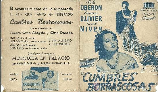 Foglietti di film di film antichi di cinema: CUMBRES BORRASCOSAS CP