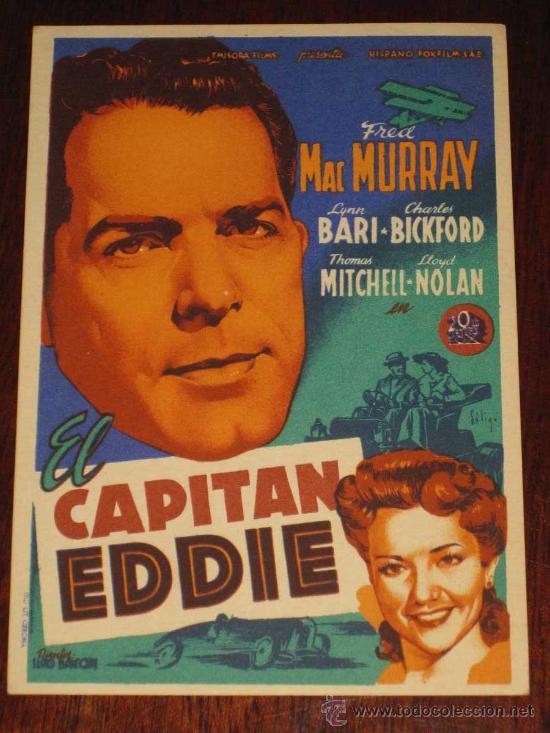 Cine: EL CAPITAN EDDIE - ANTIGUO FOLLETO O PROGRAMA DE CINE ILUSTRADO POR SOLIGO.