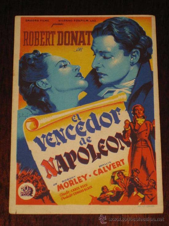 Cine: EL VENCEDOR DE NAPOLEON - ANTIGUO FOLLETO O PROGRAMA DE CINE ILUSTRADO POR SOLIGO.
