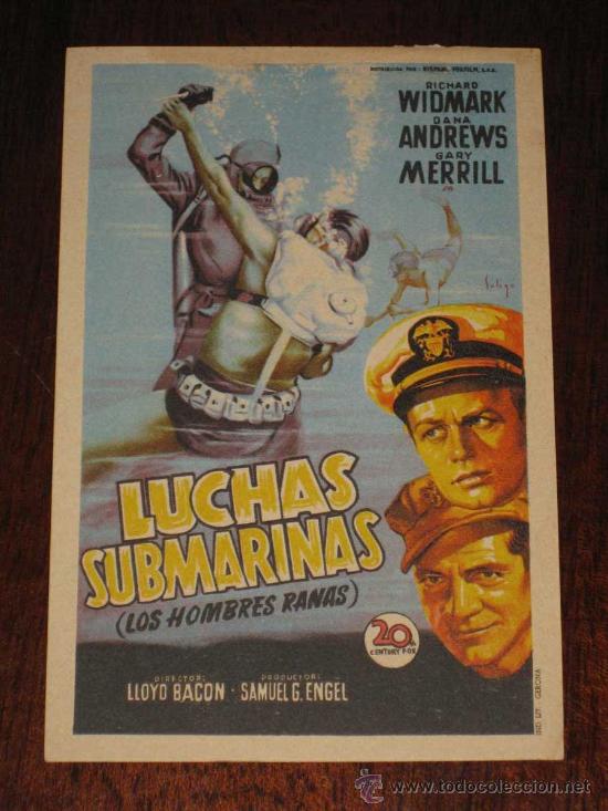 Cine: LUCHAS SUBMARINAS - ANTIGUO FOLLETO O PROGRAMA DE CINE ILUSTRADO POR SOLIGO.