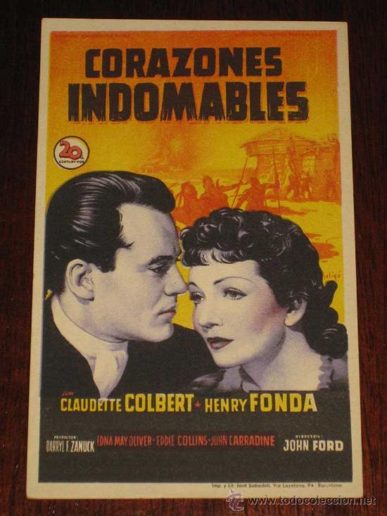 Cine: CORAZONES INDOMABLES - ANTIGUO FOLLETO O PROGRAMA DE CINE ILUSTRADO POR SOLIGO.