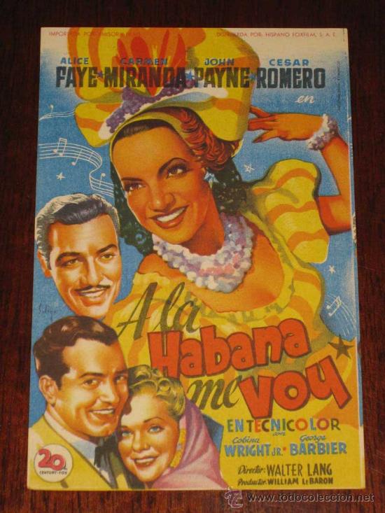 Cine: A LA HABANA ME VOY - ANTIGUO FOLLETO O PROGRAMA DE CINE ILUSTRADO POR SOLIGO.