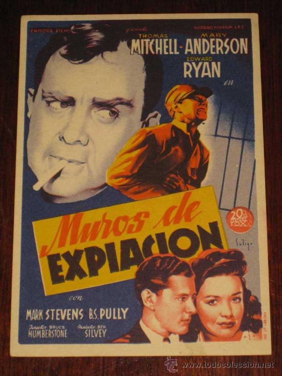 Cine: MUROS DE EXPIACION - ANTIGUO PROGRAMA DE CINE O FOLLETO DE MANO - ILUSTRADO POR SOLIGO.