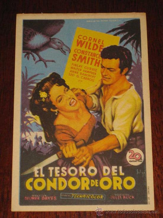 Cine: EL TESORO DEL CONDOR DE ORO - ANTIGUO PROGRAMA DE CINE O FOLLETO DE MANO - ILUSTRADO POR SOLIGO.