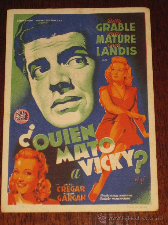 Cine: QUIEN MATO A VICKY - ANTIGUO PROGRAMA DE CINE O FOLLETO DE MANO - ILUSTRADO POR SOLIGO - REVERSO CON