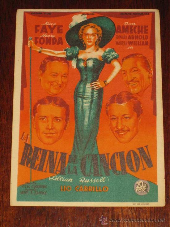 Cine: LA REINA DE LA CANCION - ANTIGUO PROGRAMA DE CINE O FOLLETO DE MANO - ILUSTRADO POR SOLIGO - REVERSO