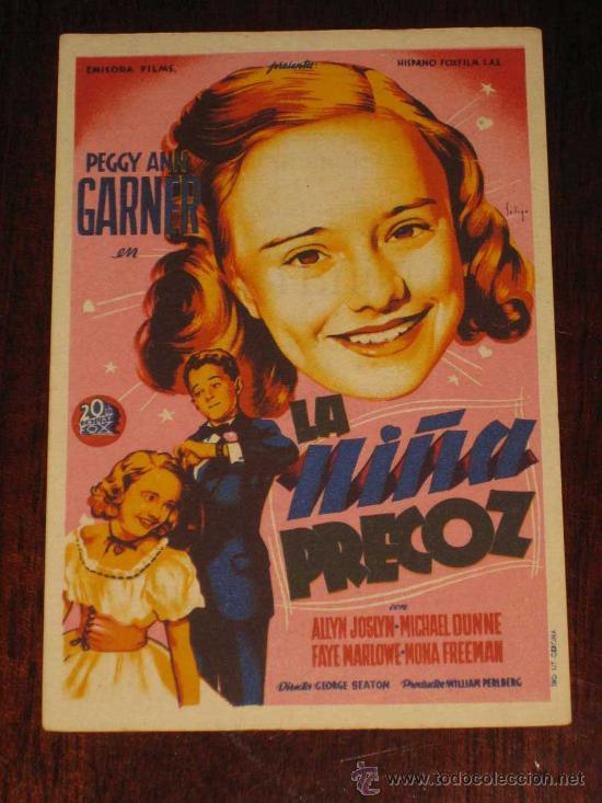 Cine: LA NI&Ntilde;A PRECOZ - ANTIGUO PROGRAMA DE CINE O FOLLETO DE MANO - ILUSTRADO POR SOLIGO - REVERSO CON PUB