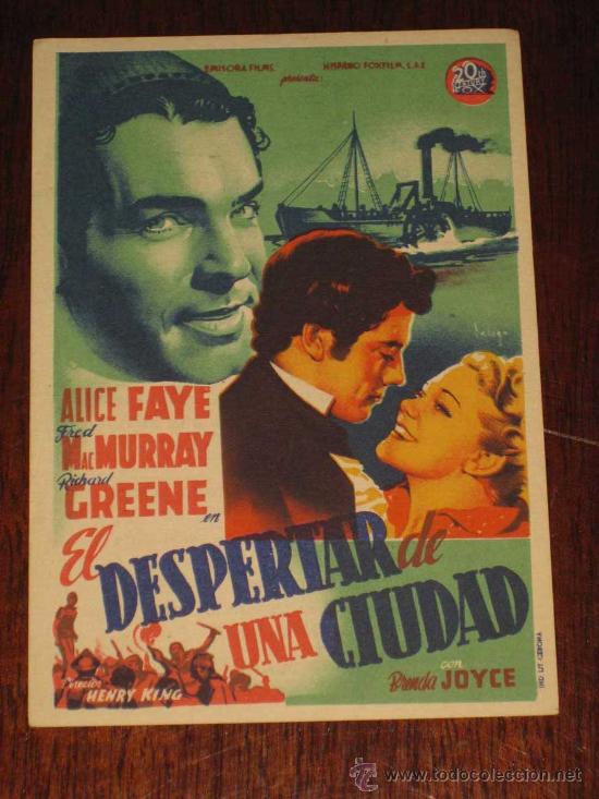 Cine: EL DESPERTAD DE UNA CIUDAD - ANTIGUO PROGRAMA DE CINE O FOLLETO DE MANO - ILUSTRADO POR SOLIGO - REV