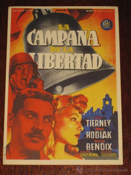 Cine: LA CAMPANA DE LA LIBERTAD - ANTIGUO PROGRAMA DE CINE O FOLLETO DE MANO - ILUSTRADO POR SOLIGO - REVE