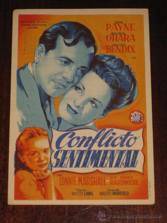 Cine: CONFLICTO SENTIMENTAL - ANTIGUO PROGRAMA DE CINE O FOLLETO DE MANO - ILUSTRADO POR SOLIGO - REVERSO