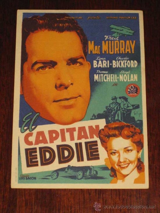 Cine: EL CAPITAN EDDIE - ANTIGUO PROGRAMA DE CINE O FOLLETO DE MANO - ILUSTRADO POR SOLIGO - REVERSO CON P