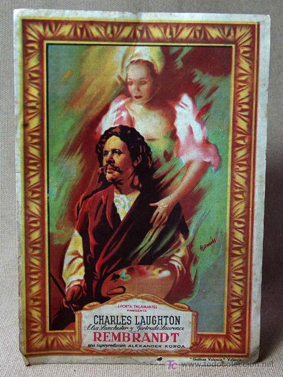Cine: RARO PROGRAMA DE CINE, REMBRANDT, CHARLES LAUGHTON, ALEXANDER KORDA