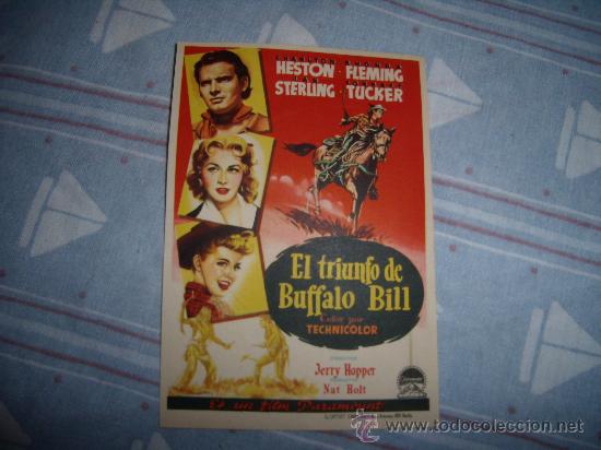 Cine: cartel cinematogr&aacute;fico antiguo - El Triunfo de Buffalo Bill - Charlton Heston