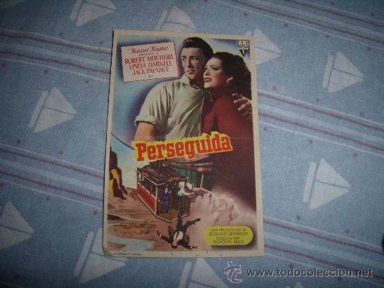Cine: cartel cinematogr&aacute;fico antiguo - Perseguida - Robert Mitchum