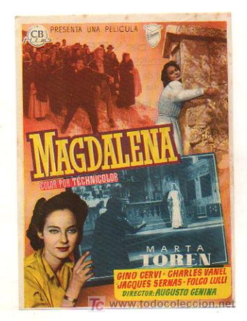 Foglietti di film di film antichi di cinema: MAGDALENA. PISTA DE VERANO. VILASSAR.