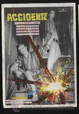 Flyers Publicitaires de Films Anciens: Folleto de mano - ACCIDENTE  ( Joseph Losey, premio especial jurado festival Cannes 1967 )