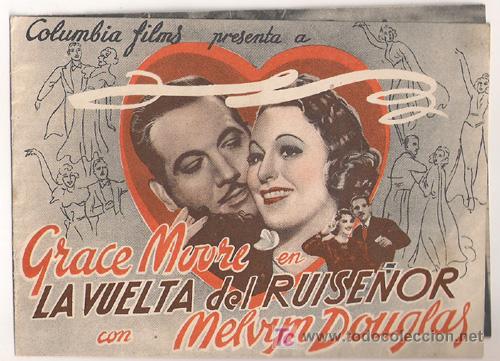 Cine: PR3 LA VUELTA DEL RUISE&Ntilde;OR PROGRAMA DOBLE COLUMBIA GRACE MOORE MELVYN DOUGLAS - Foto 1
