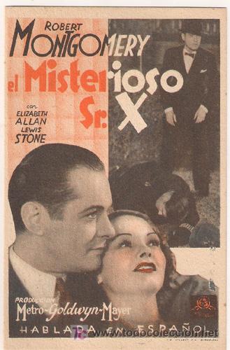 Cine: PR3 EL MISTERIOSO SR. X PROGRAMA TARJETA MGM ROBERT MONTGOMERY - Foto 1