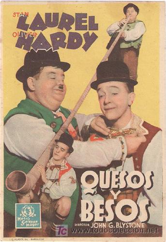 Cine: PR3 QUESOS Y BESOS PROGRAMA TARJETA MGM STAN LAUREL OLIVER HARDY - Foto 1