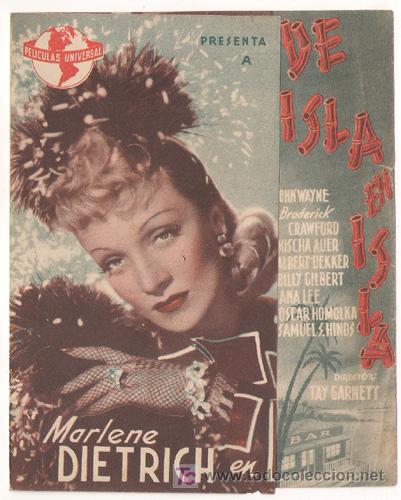 Cine: PR3 DE ISLA EN ISLA PROGRAMA DOBLE UNIVERSAL MARLENE DIETRICH JOHN WAYNE - Foto 1