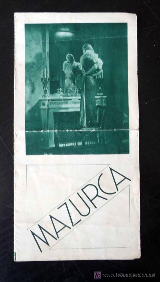 Cine: PROGRAMA DE CINE, MAZURCA, UFILMS, INGEBORG THEEK, PAUL HARTMANN, 1936