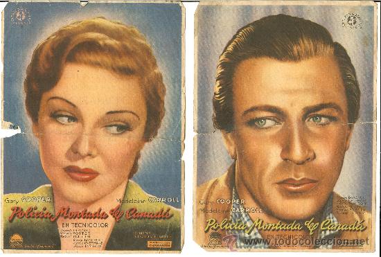 Foglietti di film di film antichi di cinema: TRES FOLLETOS ANTIGUOS DE LA POLIC&Iacute;A MONTADA DEL CANAD&Aacute; - Publicidad CINE PRINCIPAL - A&Ntilde;OVER DE TAJO