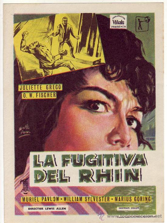 Folhetos de m&atilde;o de filmes antigos de cinema: la fujitiva del rhin