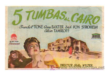 Kino: 5 TUMBAS AL CAIRO. CINE METROPOL. 1948.