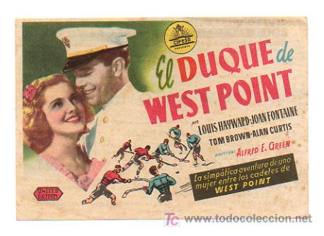 Kino: EL DUQUE DE WEST POINT. CINE CENTRO VILASAN&Eacute;S. 1946.