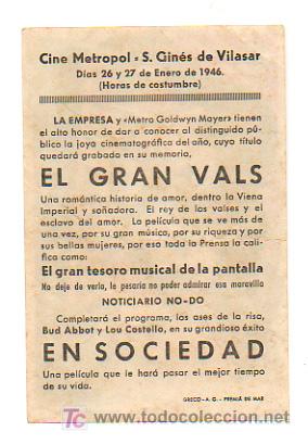 Cine: EL GRAN VALS. CINE METROPOL. 1946. - Foto 2