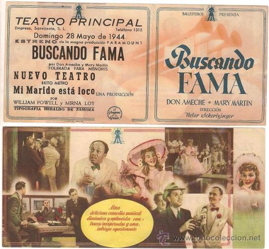 Cine: 6613 - BUSCANDO FAMA  - PROGRAMA DOBLE - 28 DE MAYO 1944 - Foto 1