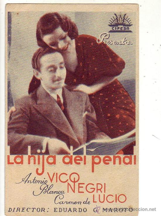 Folhetos de m&atilde;o de filmes antigos de cinema: la hija del penal