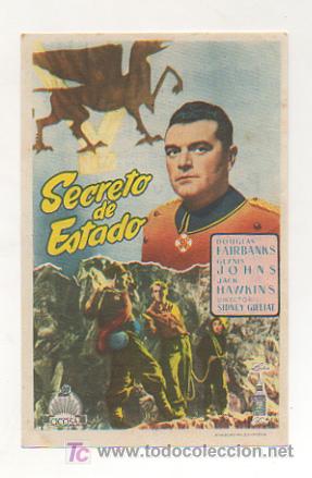Kino: SECRETO DE ESTADO. CINE CASAL POPULAR. 1952.