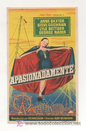 Cine: APASIONADAMENTE. CINE METROPOL. 1956. - Foto 1
