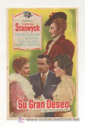 Cine: SU GRAN DESEO. CINE METROPOL. 1954. - Foto 1