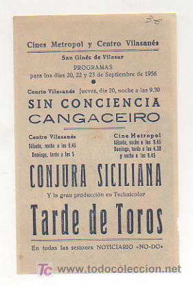 Cine: TARDE DE TOROS. CINE METROPOL. 1956. - Foto 2