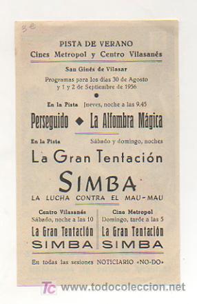 Cine: SIMBA. CINE METROPOL. 1956. - Foto 2