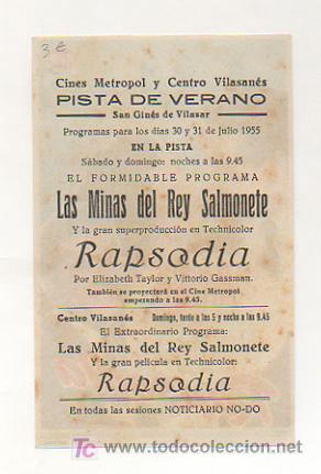 Cine: RAPSODIA. CINE METROPOL. 1955. - Foto 2