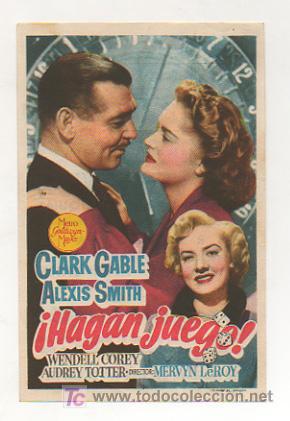Foglietti di film di film antichi di cinema: HAGAN JUEGO.CINE METROPOL. 1950.